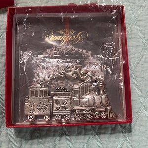 Gorham Silver plated Santa train ornament